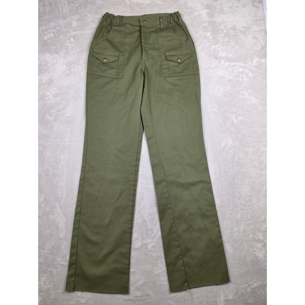 Boy Scouts of America Pants Kids 16 Waist 28 Green Cargo Raw Hem Union USA